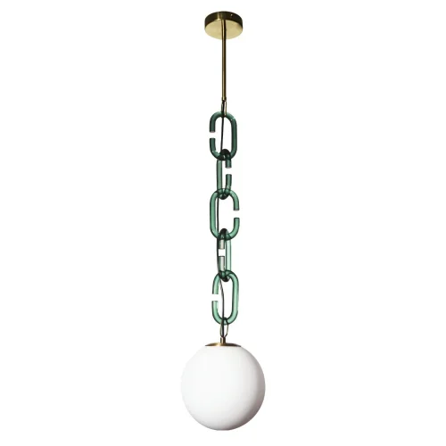 Светильник подвесной Chain 10128P Green LOFT IT белый 1 лампа, основание зелёное золотое в стиле современный шар